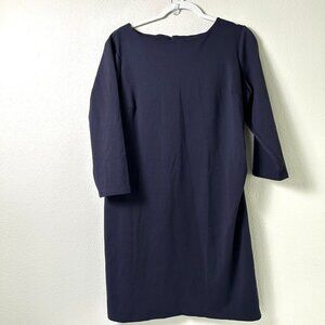 Lands End Outfitters Shift Dress Petite 16 16P Navy Blue 3/4 Sleeve Ruched